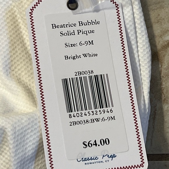NWT Classic Prep Bubble Solid Pique For Baby. Color - Bright White. - Picture 3 of 6